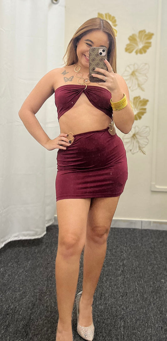 Wine Gold Chain Two Piece