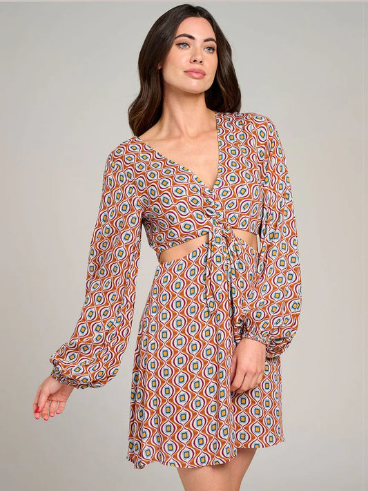 Rust Retro' Tie-Front Dress disponible 10/6/2025