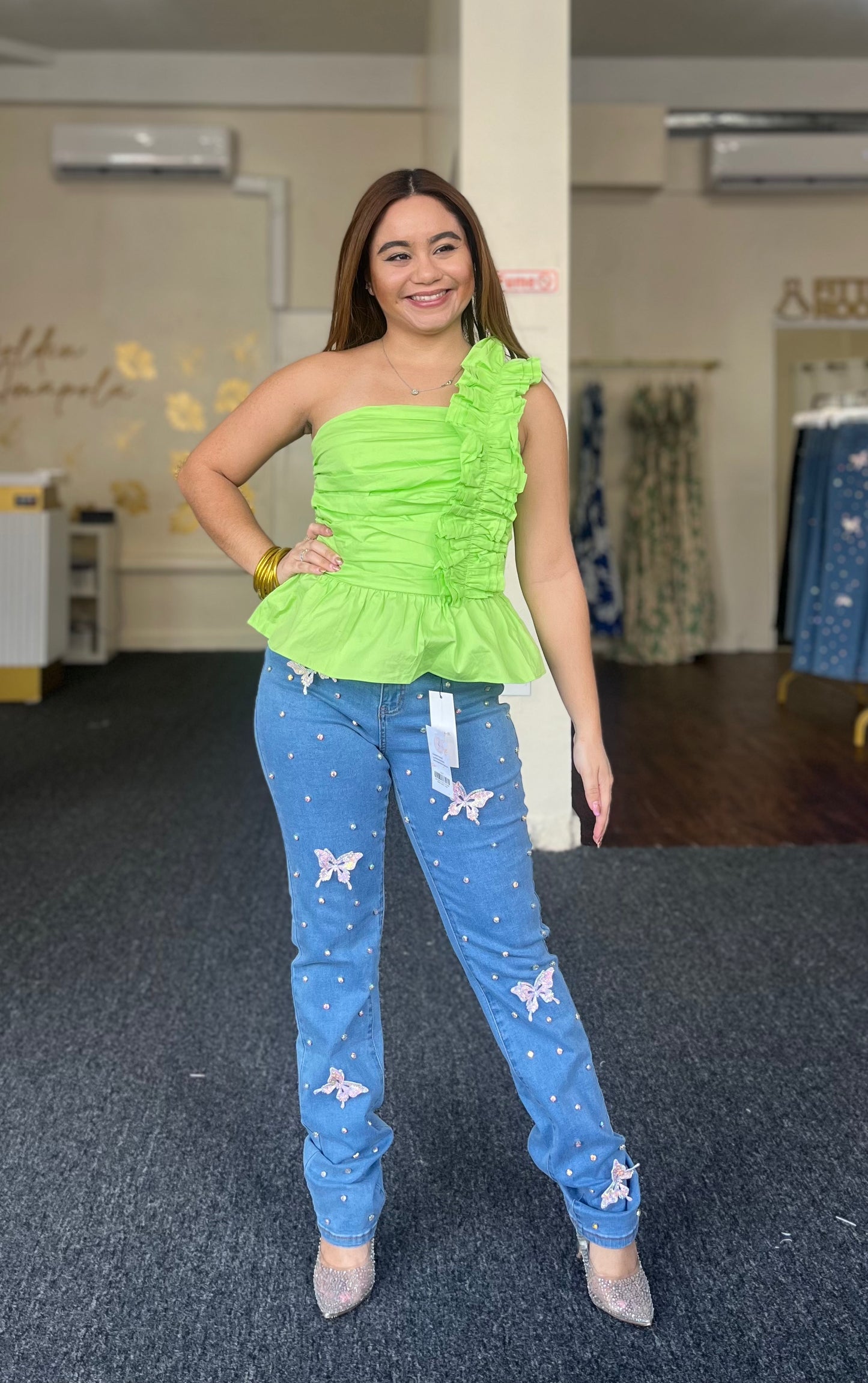BUTTERFLY STRETCH DENIM SKINNY JEANS
