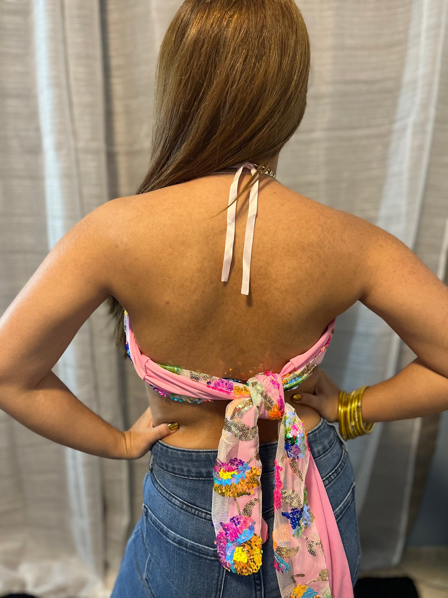 Gardenia Sparkle Halter Top