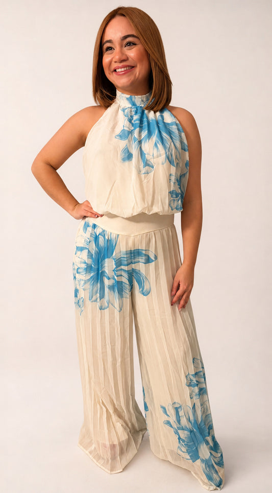 Coastal Floral Halter Jumpsuit